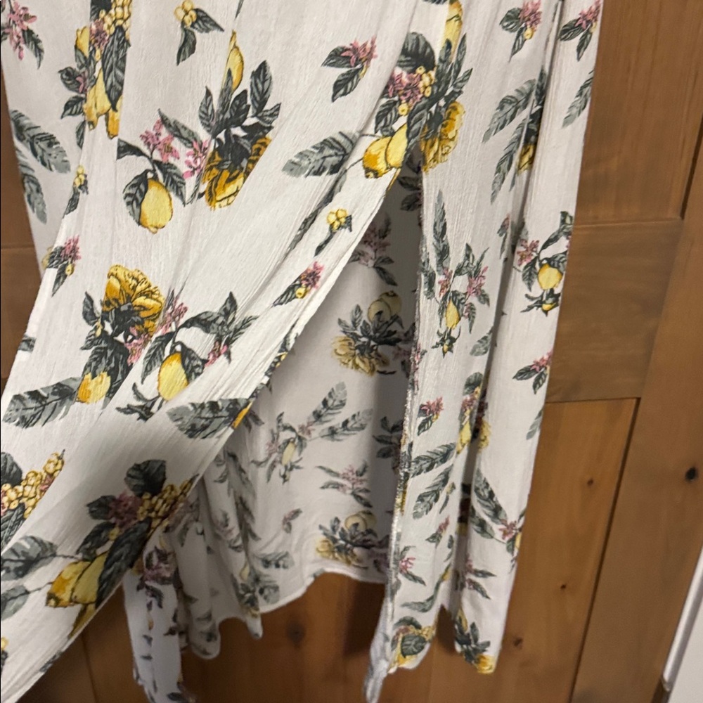 Rue 21 tie front lemon maxi dress 🍋 Womens XL 2 slit front Resort vacation Beach - Picture 7 of 15